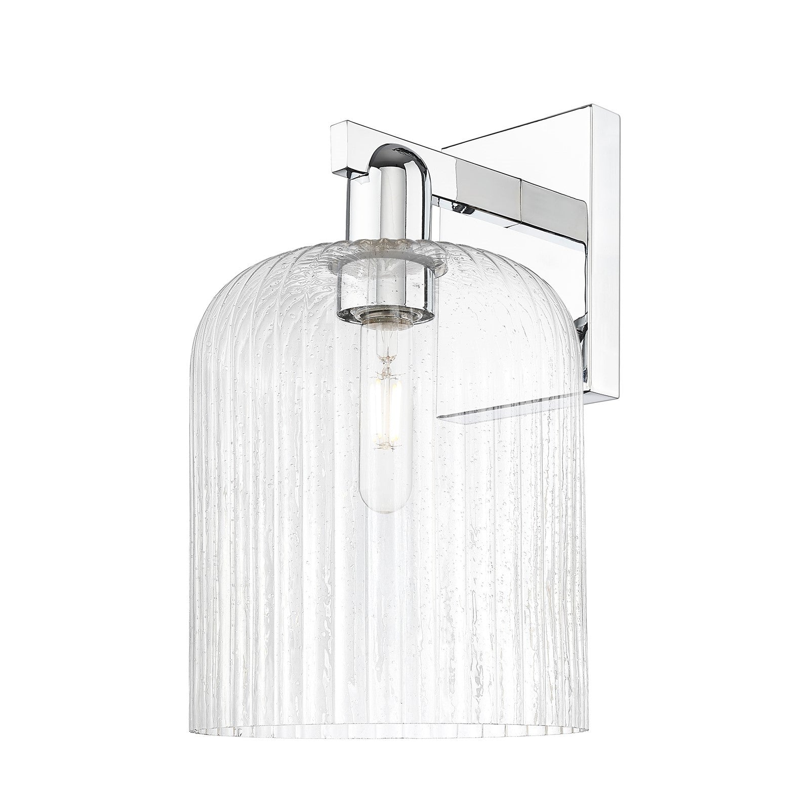 Innovations Bridal Veil 8in 1-Light Wall Sconce | Industrial Polished Chrome Steel and Seedy Ribbed Glass | Entryway & Hallway | Model 716-1W-PC-G559-8SDY