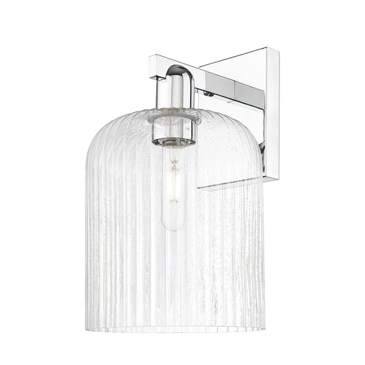 Innovations Bridal Veil 8in 1-Light Wall Sconce | Industrial Polished Chrome Steel and Seedy Ribbed Glass | Entryway & Hallway | Model 716-1W-PC-G559-8SDY