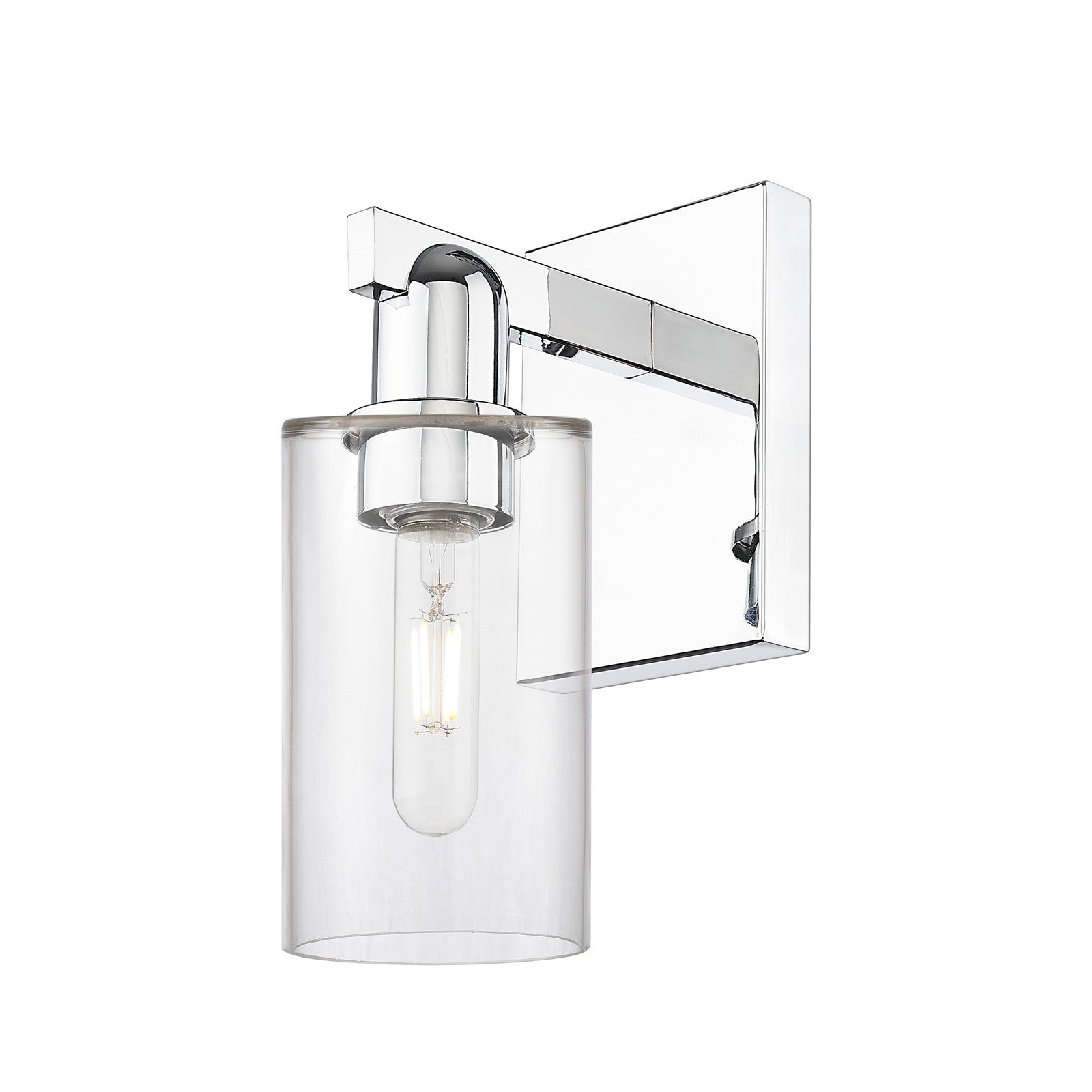 Innovations Clymer 1-Light Wall Sconce | Industrial Polished Chrome Steel and Clear Glass | Bathroom & Hallway Accent | 3.88 x | Model 716-1W-PC-G802