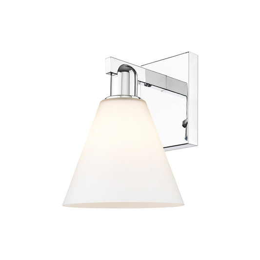 Innovations Berkshire Glass 8in 1-Light Wall Sconce | Industrial Polished Chrome and Matte White Glass | Bathroom & Hallway | Model 716-1W-PC-GBC-81