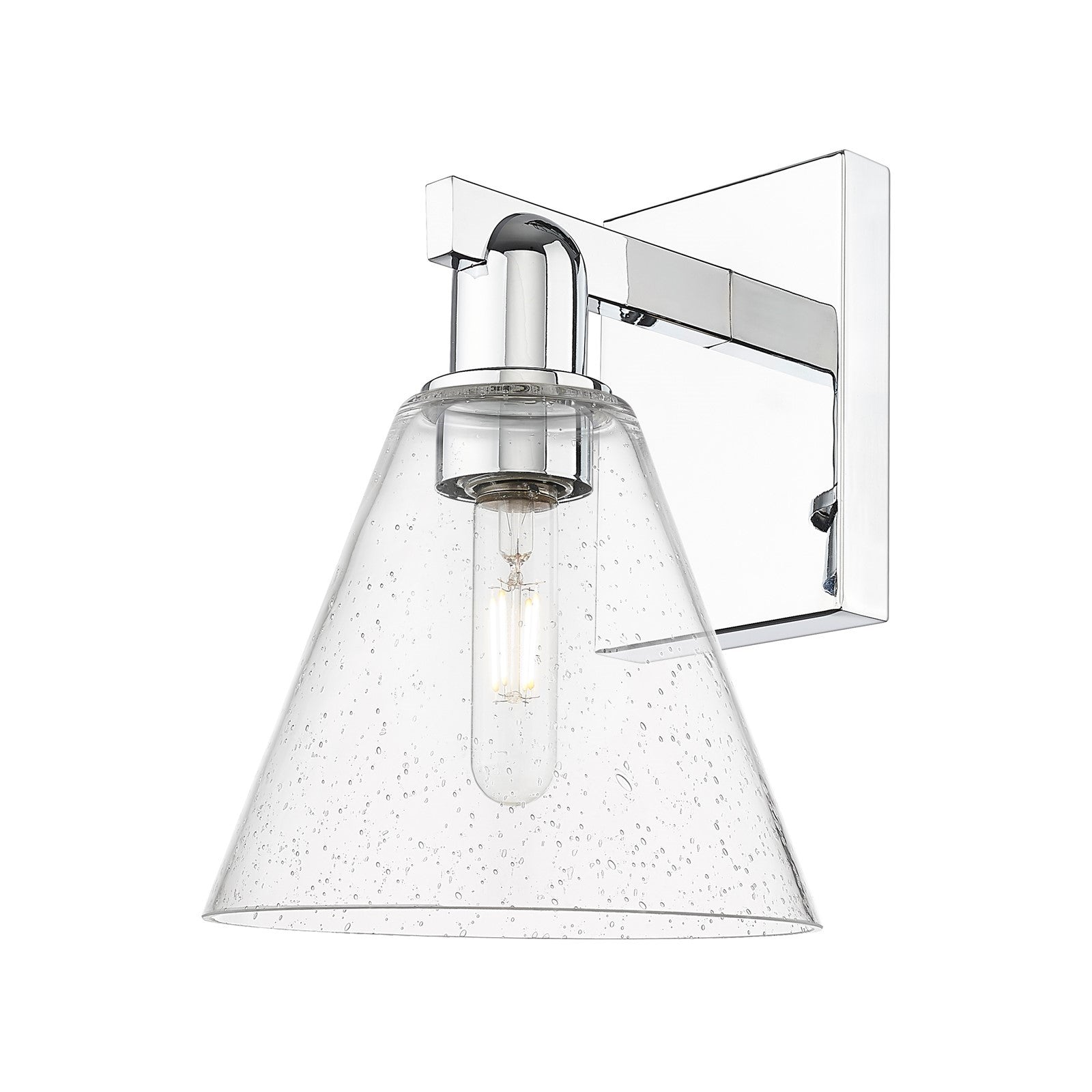 Innovations Berkshire 8in 1-Light Wall Sconce | Industrial Polished Chrome and Seedy Cone Glass | Entryway & Hallway Accent | 8 x | Model 716-1W-PC-GBC-84