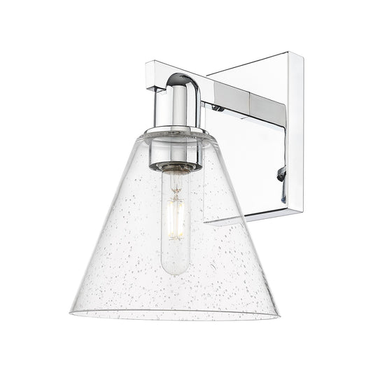 Innovations Berkshire 8in 1-Light Wall Sconce | Industrial Polished Chrome and Seedy Cone Glass | Entryway & Hallway Accent | 8 x | Model 716-1W-PC-GBC-84