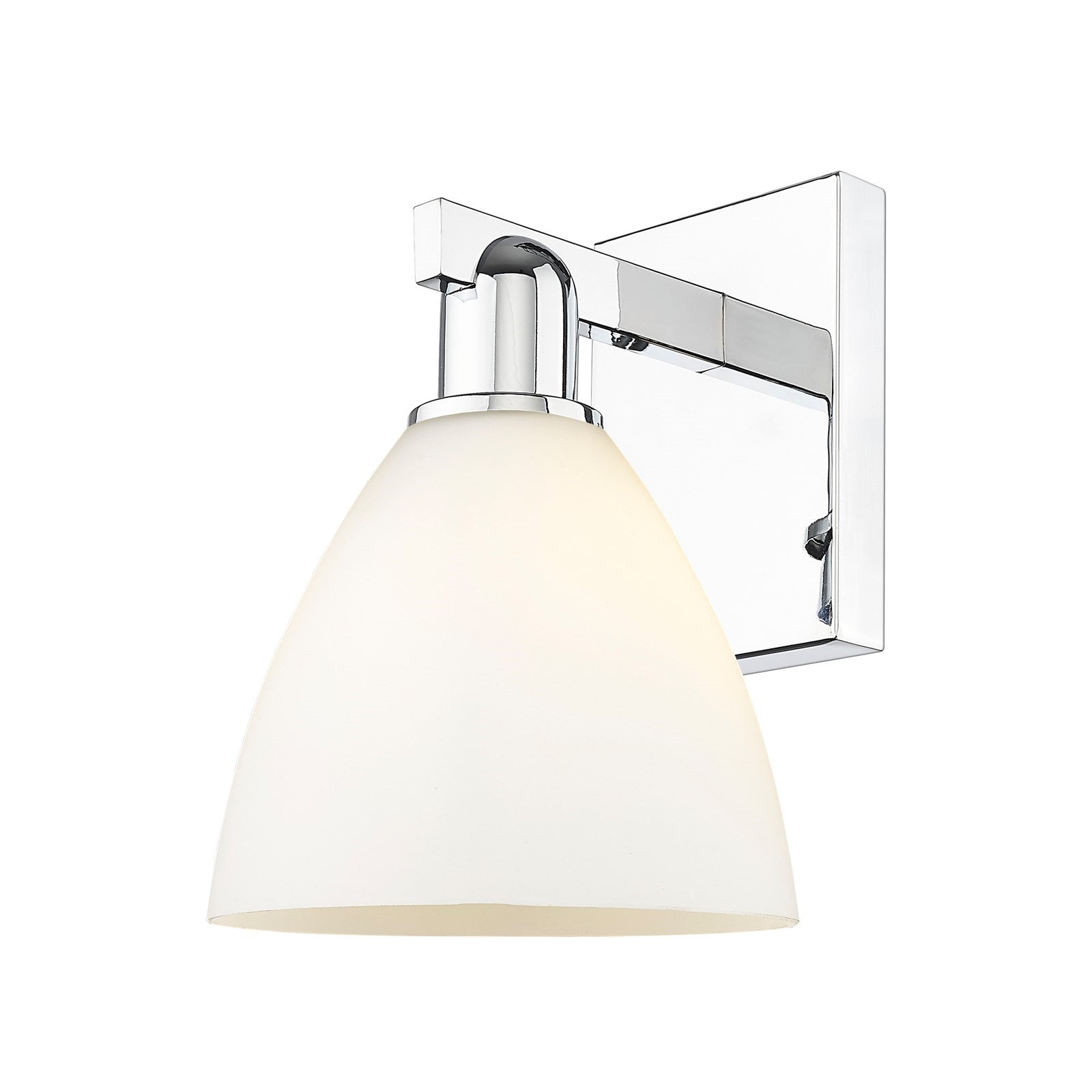 Innovations Bristol 7.5in 1-Light Wall Sconce | Industrial Polished Chrome and Matte White Glass | Damp-Rated Bathroom & Hallway | Model 716-1W-PC-GBD-751