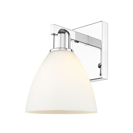 Innovations Bristol 7.5in 1-Light Wall Sconce | Industrial Polished Chrome and Matte White Glass | Damp-Rated Bathroom & Hallway | Model 716-1W-PC-GBD-751