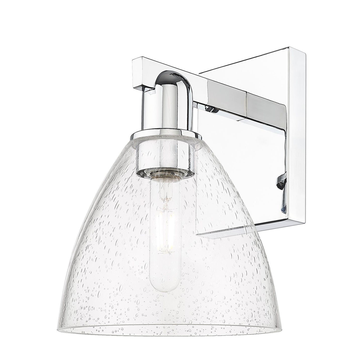 Innovations Bristol 7.5in 1-Light Wall Sconce | Industrial Polished Chrome Steel and Seedy Glass | Bathroom & Hallway Accent | Model 716-1W-PC-GBD-754