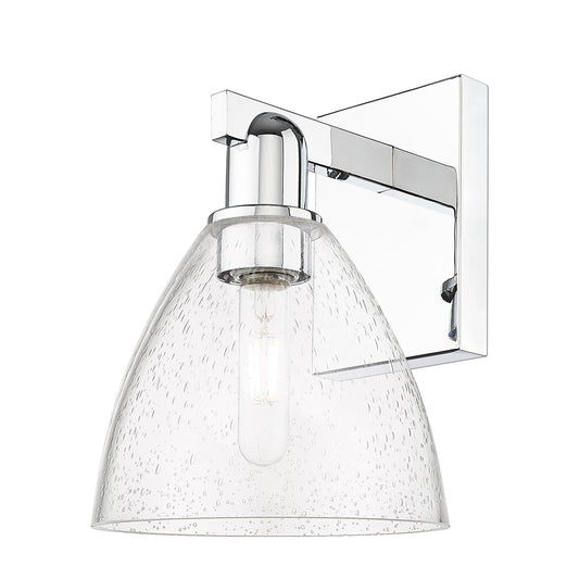 Innovations Bristol 7.5in 1-Light Wall Sconce | Industrial Polished Chrome Steel and Seedy Glass | Bathroom & Hallway Accent | Model 716-1W-PC-GBD-754