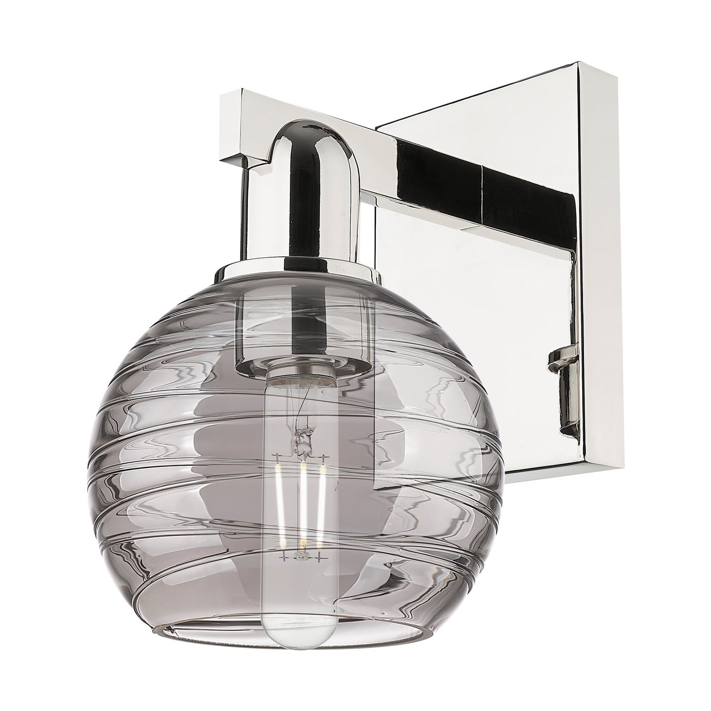 Innovations Athens Deco Swirl 6in 1-Light Wall Sconce | Industrial Polished Nickel and Light Smoke Glass | Bedroom & Hallway | Model 716-1W-PN-G1213-6SM