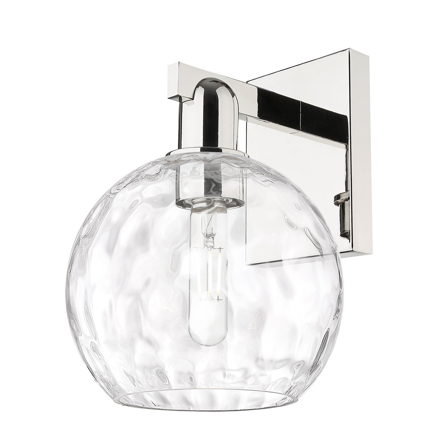 Innovations Athens Water Glass 8in 1-Light Wall Sconce | Industrial Polished Nickel and Clear Glass | Entryway & Hallway Accent | Model 716-1W-PN-G1215-8