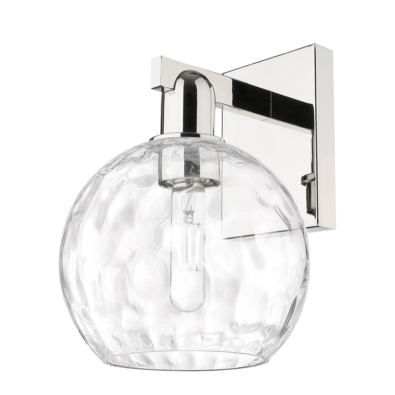Innovations Athens Water Glass 8in 1-Light Wall Sconce | Industrial Polished Nickel and Clear Glass | Entryway & Hallway Accent | Model 716-1W-PN-G1215-8