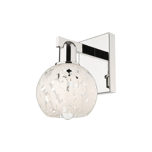 Innovations Lighting Arcadia 6in 1-Light Wall Sconce | Industrial Polished Nickel and White Mouchette Glass | Damp Location | Model 716-1W-PN-G1216-6WM
