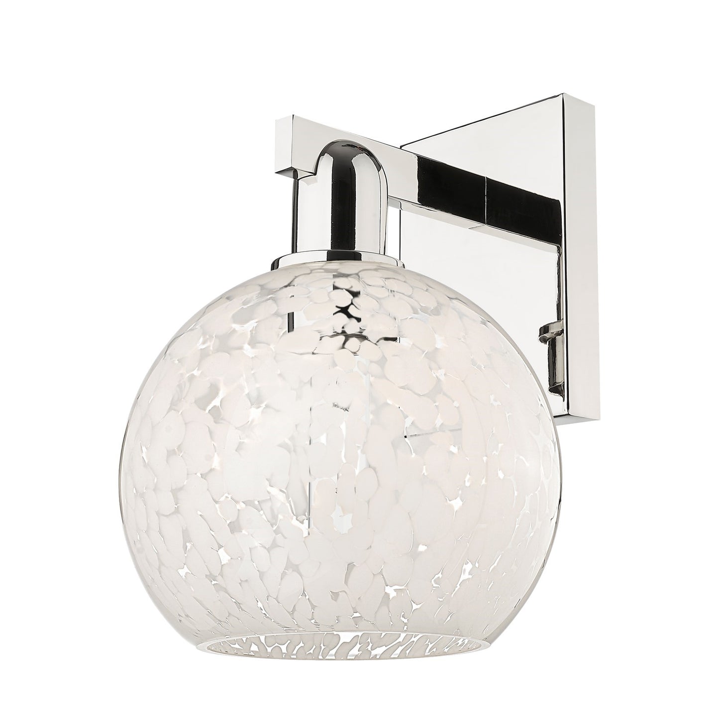 Innovations Lighting White Mouchette 8in 1-Light Wall Sconce | Industrial Polished Nickel and White Mouchette Glass | Entryway | Model 716-1W-PN-G1216-8WM