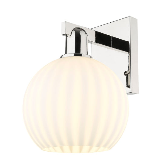 Innovations Lighting White Venetian 8in 1-Light Wall Sconce | Industrial Polished Nickel and White Venetian Glass | Bathroom & | Model 716-1W-PN-G1217-8WV