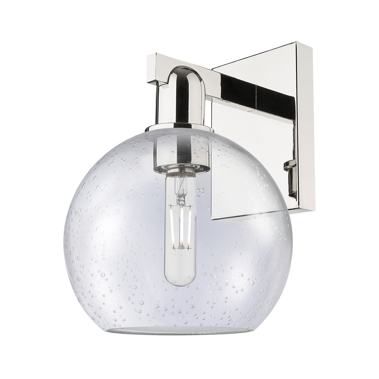 Innovations Athens 8in 1-Light Wall Sconce | Industrial Polished Nickel and Seedy Glass | Entryway & Hallway Accent | 8 x 11.75 x | Model 716-1W-PN-G124-8