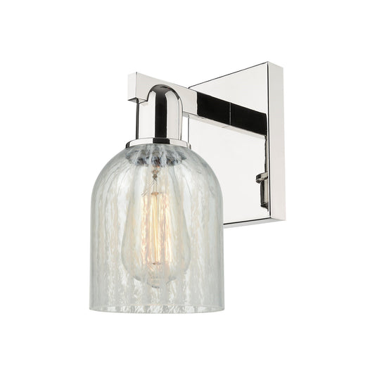 Innovations Caledonia 1-Light 5in Wall Sconce | Industrial Polished Nickel and Mouchette Glass | Bathroom & Hallway Accent | 5 x | Model 716-1W-PN-G2511