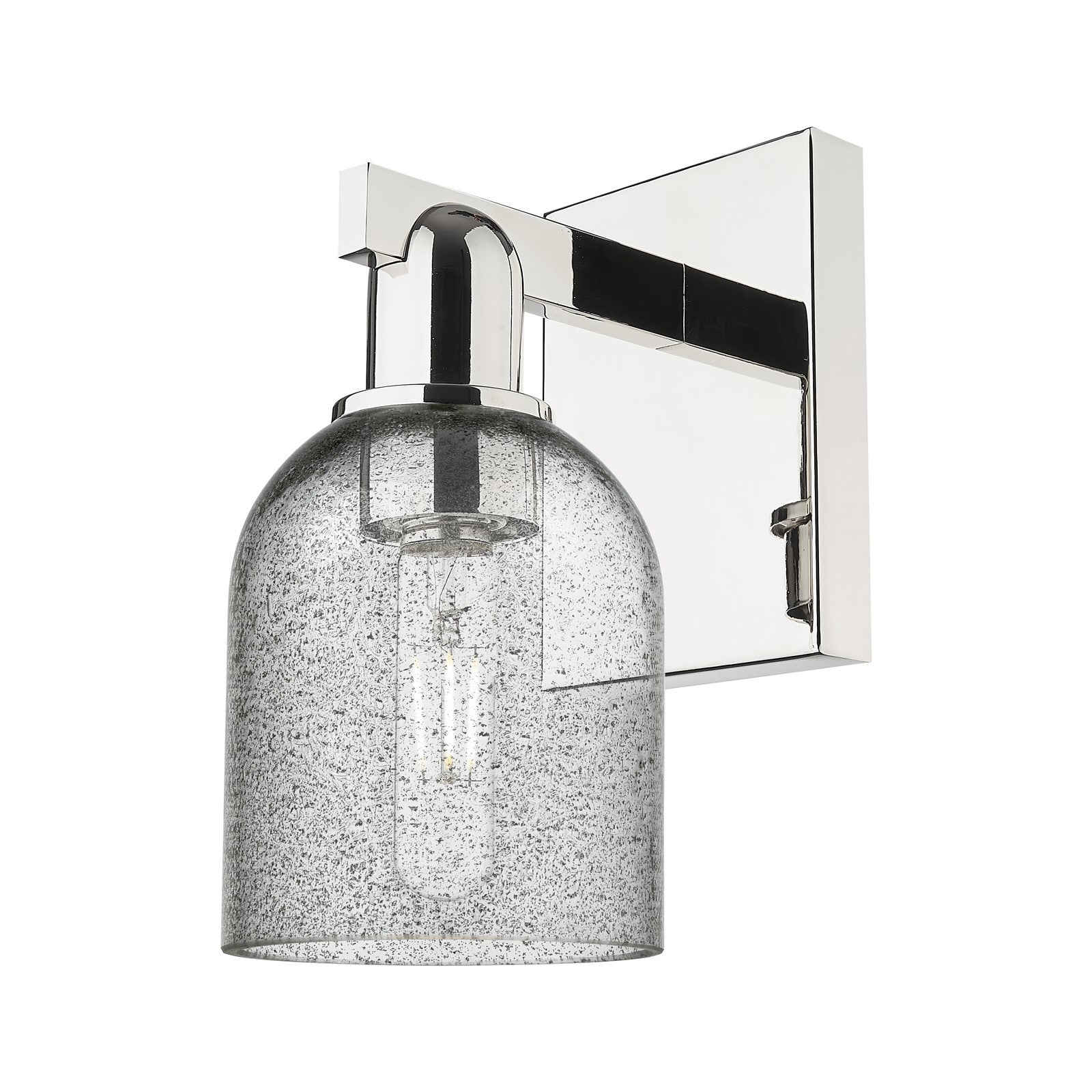 Innovations Caledonia 1-Light 5in Wall Sconce | Industrial Polished Nickel and Charcoal Glass | Entryway & Hallway Accent | 5 x | Model 716-1W-PN-G257