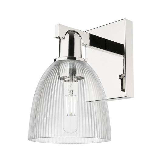 Innovations Castile 6in 1-Light Wall Sconce | Industrial Polished Nickel Steel and Clear Glass | Bathroom & Hallway Accent | 6 x | Model 716-1W-PN-G382