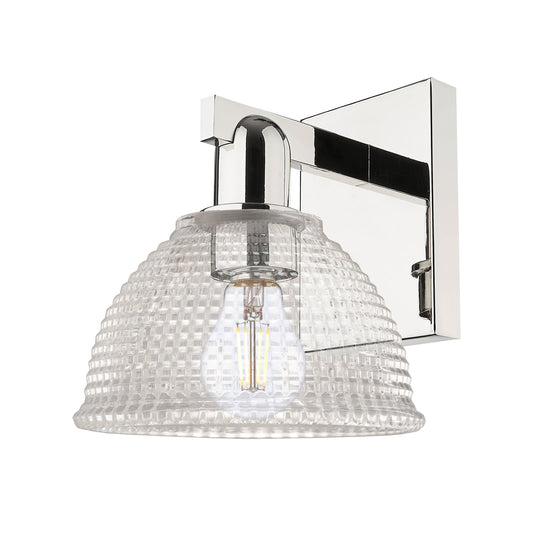 Innovations Arietta 8in 1-Light Wall Sconce | Industrial Polished Nickel Steel and Clear Glass | Bathroom & Hallway Accent | 8 x | Model 716-1W-PN-G422