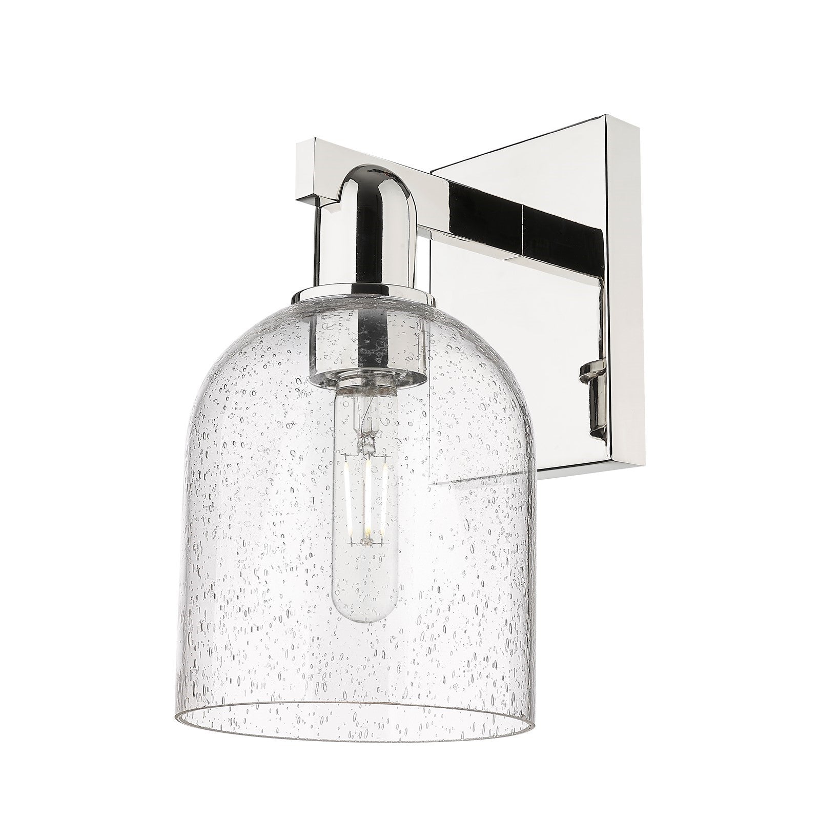 Innovations Bella 1-Light 5.5in Wall Sconce | Industrial Polished Nickel Steel and Seedy Glass | Bathroom & Hallway Accent | Model 716-1W-PN-G558-6SDY
