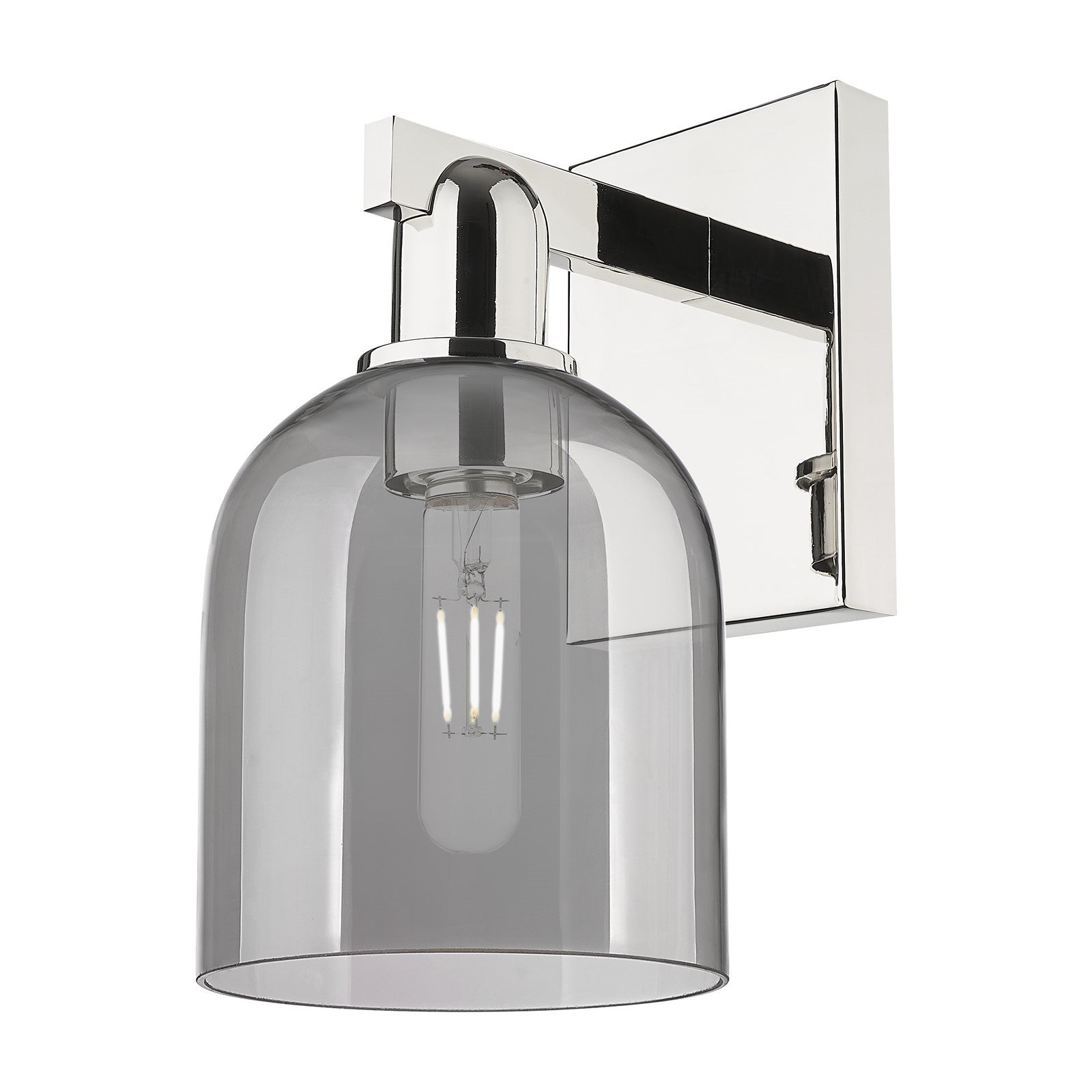 Innovations Bella 1-Light 5.5in Wall Sconce | Industrial Polished Nickel and Light Smoke Glass | Bathroom & Hallway Accent | Model 716-1W-PN-G558-6SM