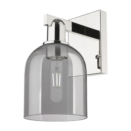 Innovations Bella 1-Light 5.5in Wall Sconce | Industrial Polished Nickel and Light Smoke Glass | Bathroom & Hallway Accent | Model 716-1W-PN-G558-6SM