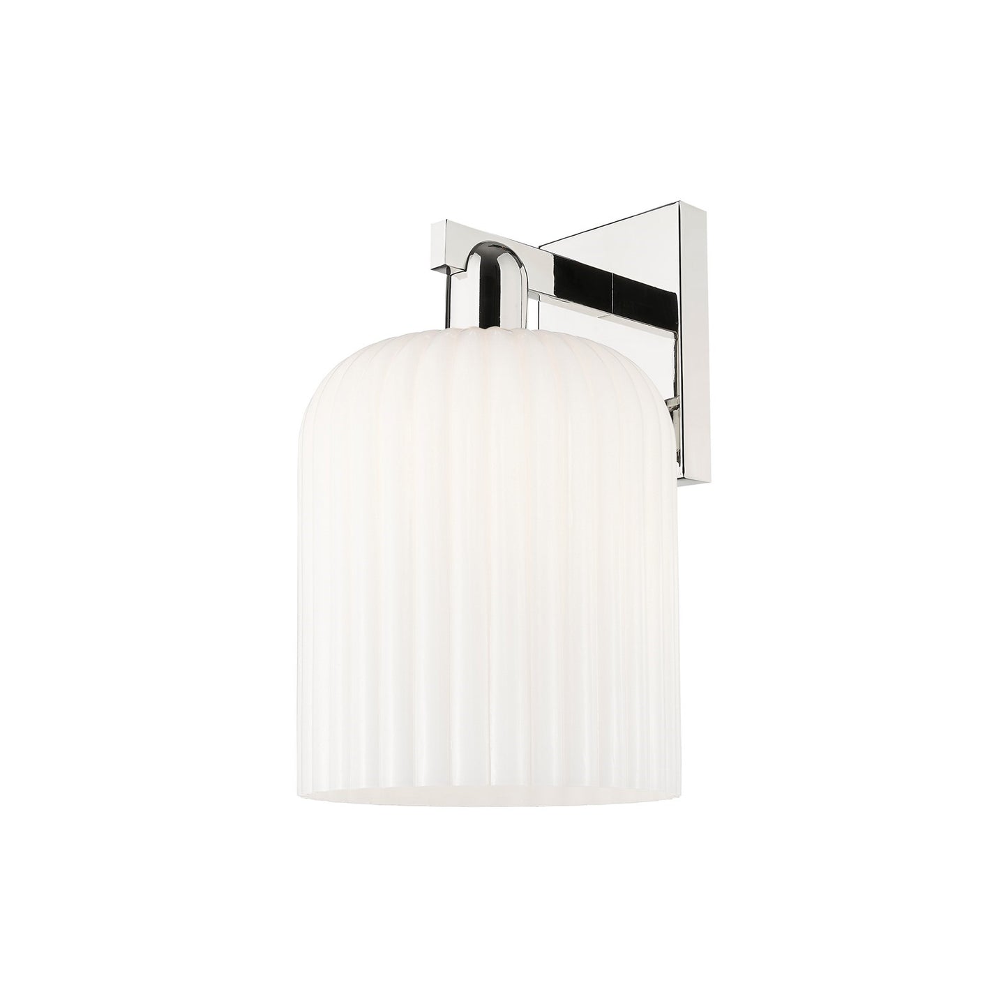 Innovations Bridal Veil 8in 1-Light Wall Sconce | Industrial Modern Polished Nickel and Gloss White Ribbed Glass | Bathroom & | Model 716-1W-PN-G559-8GWH