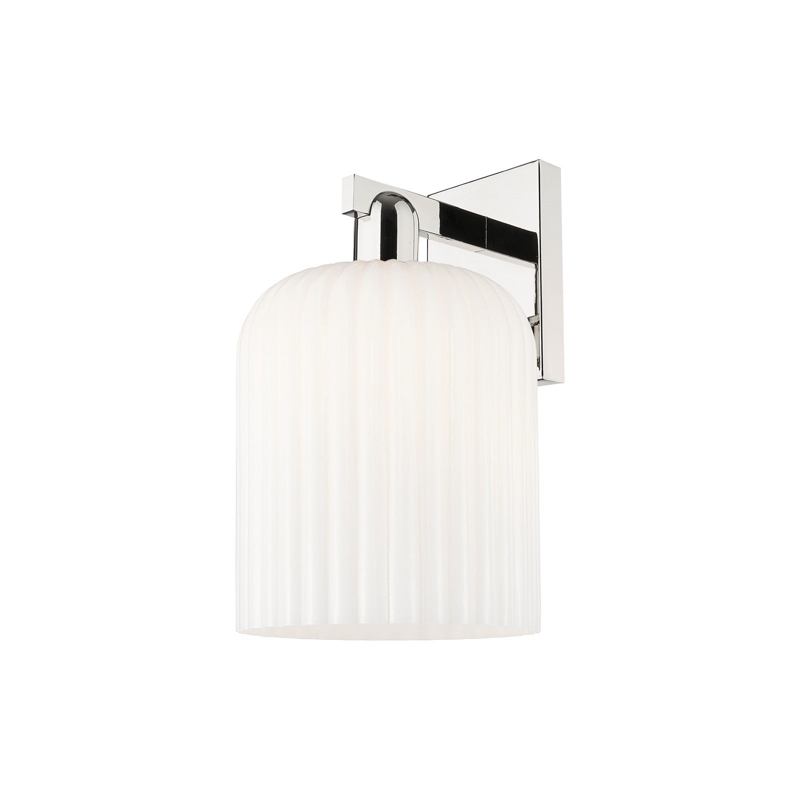 Innovations Bridal Veil 8in 1-Light Wall Sconce | Industrial Modern Polished Nickel and Gloss White Ribbed Glass | Bathroom & | Model 716-1W-PN-G559-8GWH