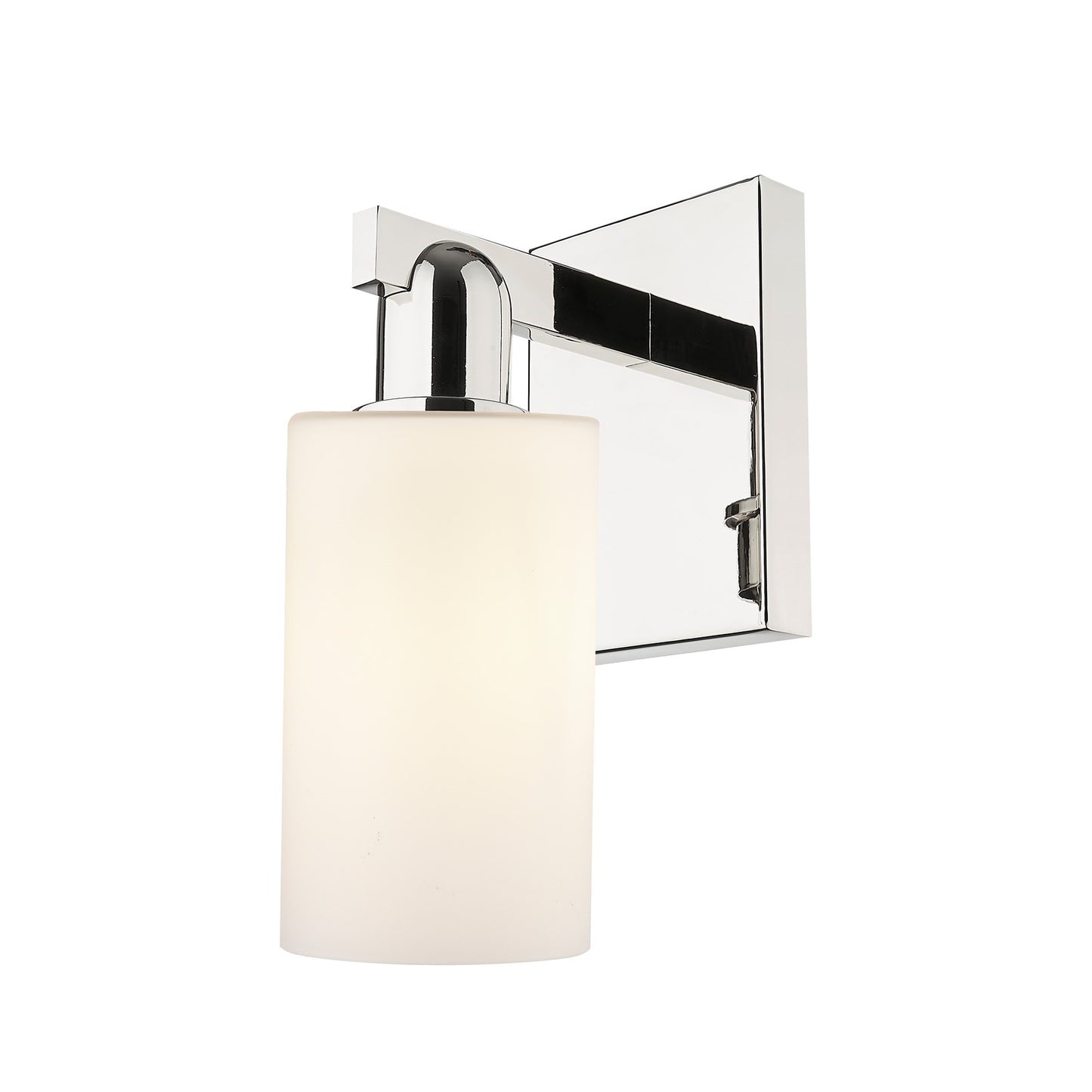 Innovations Clymer 1-Light Wall Sconce | Industrial Polished Nickel Steel and Matte White Glass | Bathroom & Hallway Accent | 3.88 | Model 716-1W-PN-G801