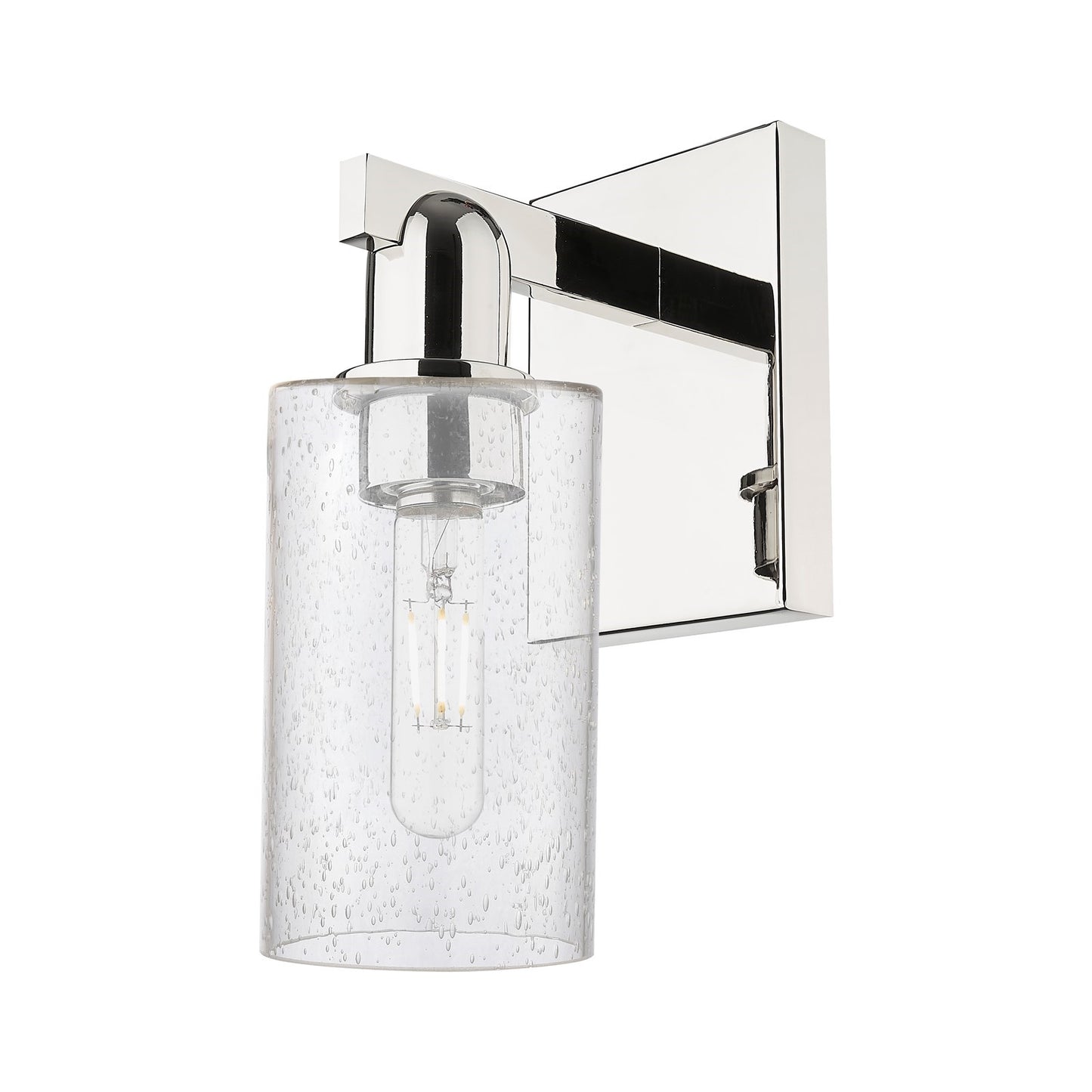 Innovations Clymer 1-Light Wall Sconce | Industrial Polished Nickel Steel and Seedy Glass | Hallway & Bathroom Accent | 3.88 x | Model 716-1W-PN-G804