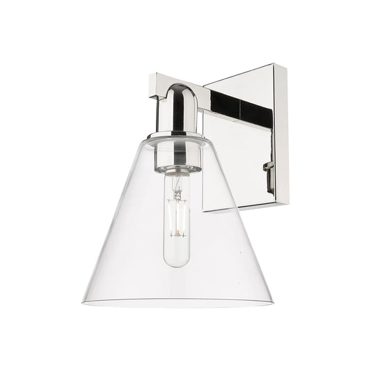 Innovations Berkshire Glass 8in 1-Light Wall Sconce | Industrial Polished Nickel and Clear Cone Glass | Entryway & Hallway Accent | Model 716-1W-PN-GBC-82