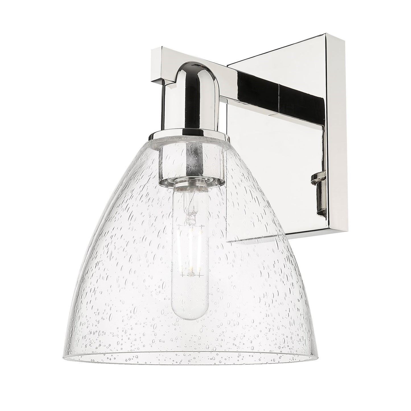 Innovations Bristol 8in 1-Light Wall Sconce | Industrial Polished Nickel Steel and Seedy Glass | Bathroom & Hallway Accent | 7.5 | Model 716-1W-PN-GBD-754