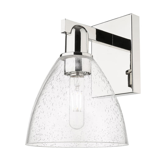 Innovations Bristol 8in 1-Light Wall Sconce | Industrial Polished Nickel Steel and Seedy Glass | Bathroom & Hallway Accent | 7.5 | Model 716-1W-PN-GBD-754