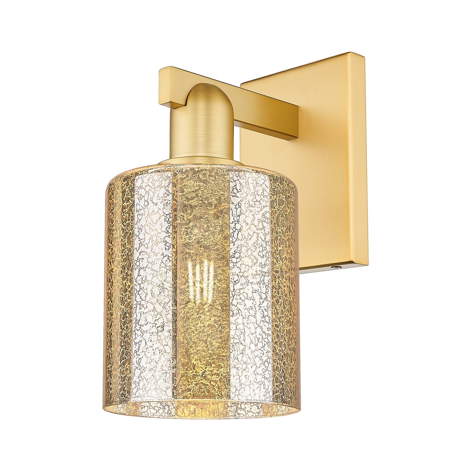 Innovations Cobbleskill 5in 1-Light Wall Sconce | Industrial Satin Gold Steel and Mercury Glass | Bathroom & Hallway Accent | 5 x | Model 716-1W-SG-G116