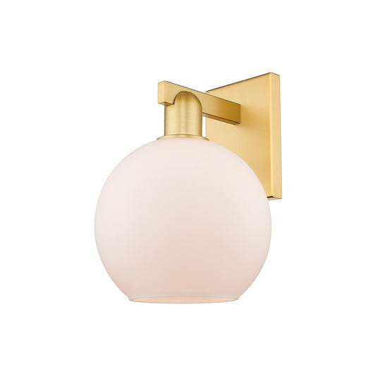 Innovations Athens 8in 1-Light Wall Sconce | Industrial Satin Gold Steel and Matte White Glass | Entryway & Hallway Accent | 8 x | Model 716-1W-SG-G121-8