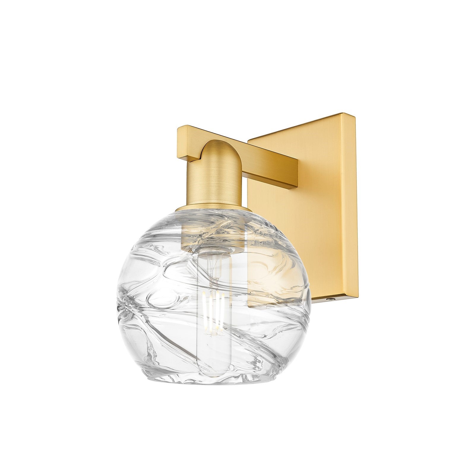 Innovations Athens Deco Swirl 6in 1-Light Wall Sconce | Industrial Satin Gold Steel and Clear Glass | Bathroom & Hallway | Model 716-1W-SG-G1213-6CL