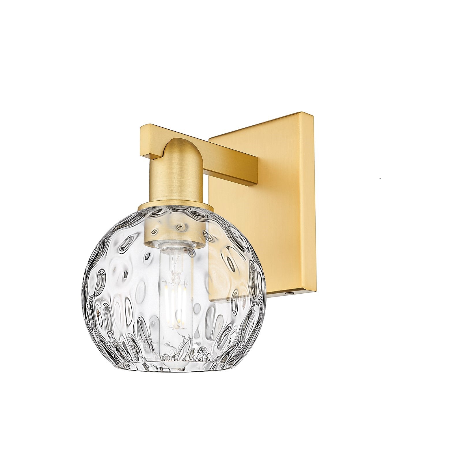 Innovations Athens Water Glass 6in 1-Light Wall Sconce | Industrial Satin Gold Steel and Clear Water Glass | Bathroom & Hallway | Model 716-1W-SG-G1215-6