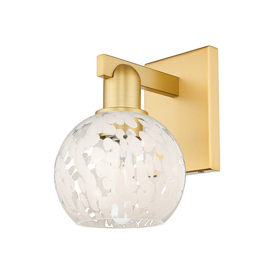 Innovations Lighting Arcadia 6in 1-Light Wall Sconce | Industrial Satin Gold Steel and White Mouchette Glass | Bathroom & | Model 716-1W-SG-G1216-6WM