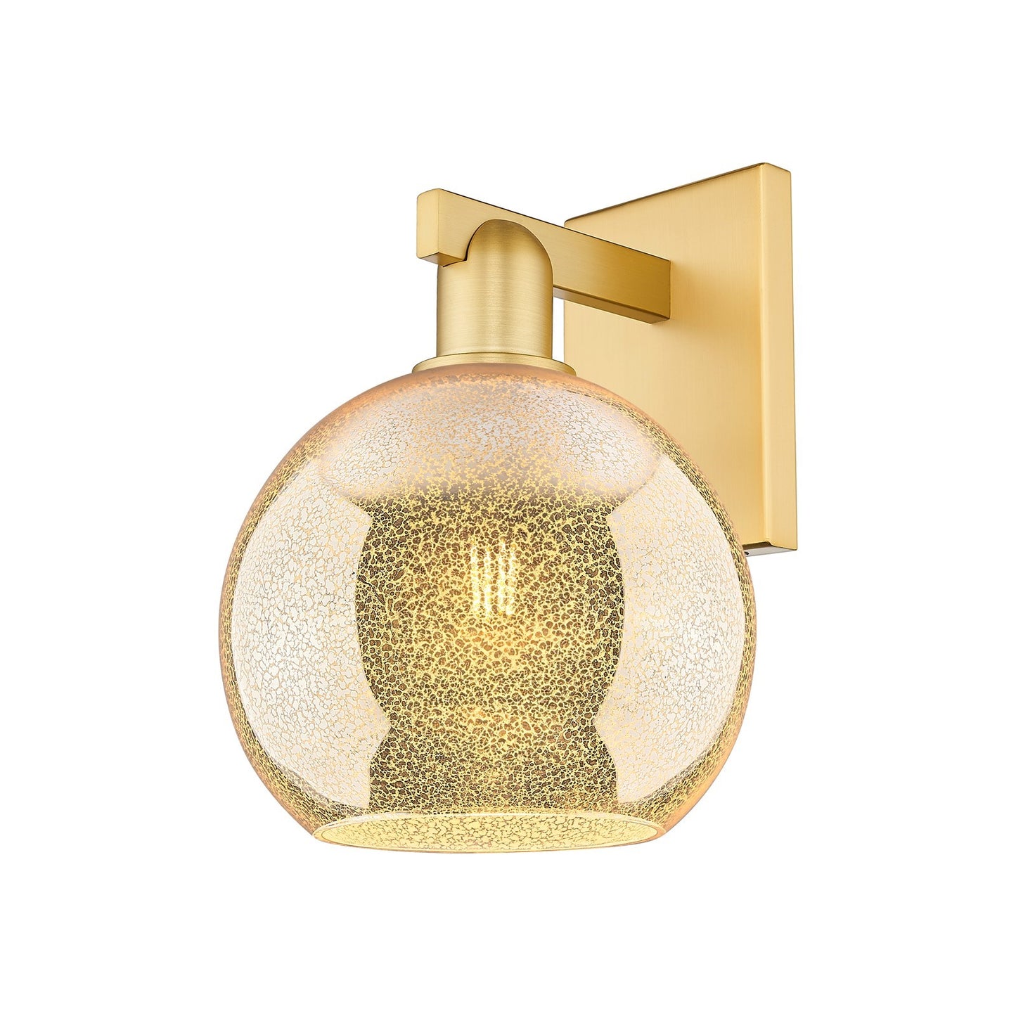 Innovations Athens 8in 1-Light Wall Sconce | Industrial Satin Gold Steel and Mercury Glass | Entryway & Hallway Accent | 8 x | Model 716-1W-SG-G128-8