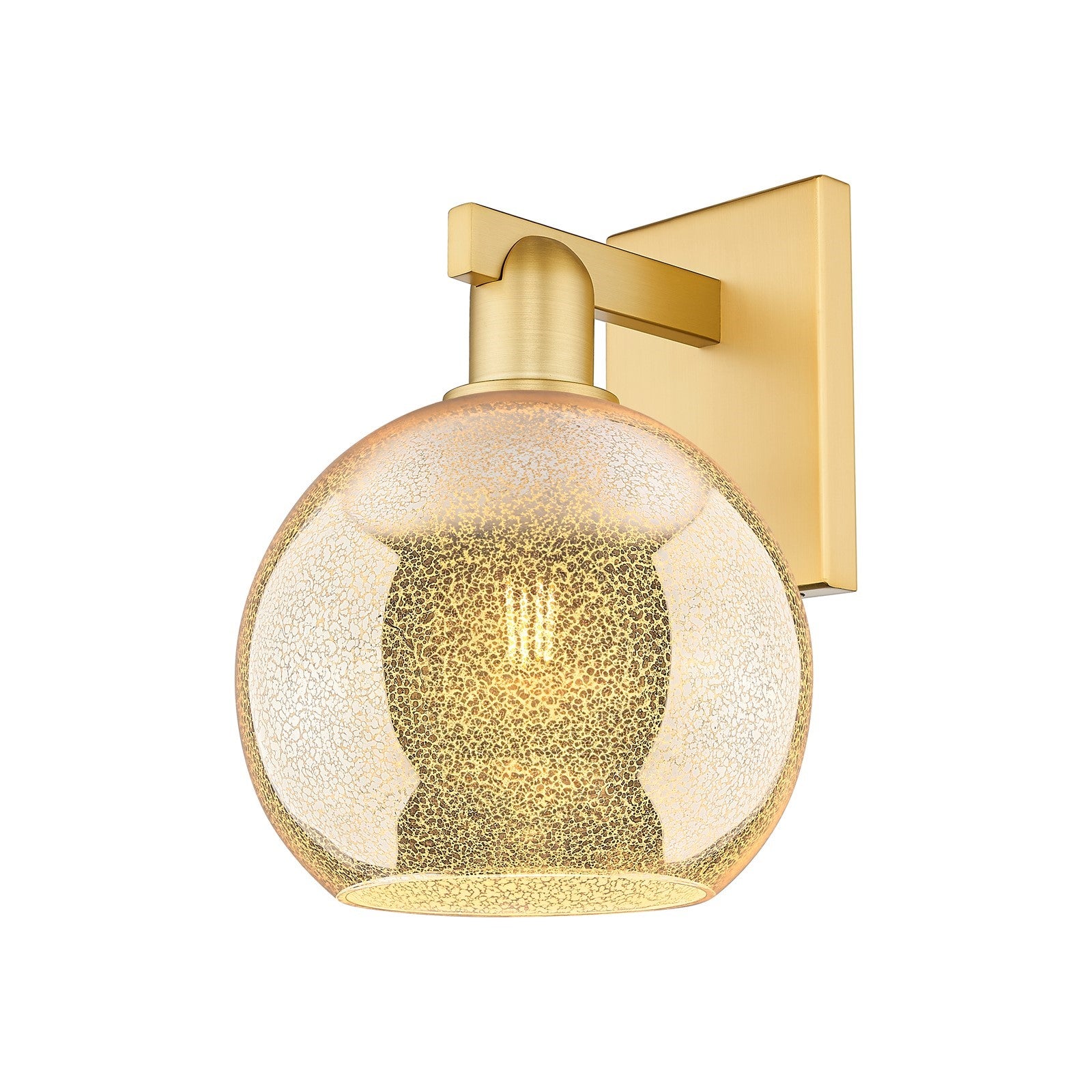 Innovations Athens 8in 1-Light Wall Sconce | Industrial Satin Gold Steel and Mercury Glass | Entryway & Hallway Accent | 8 x | Model 716-1W-SG-G128-8