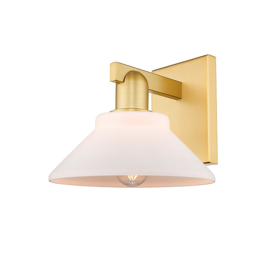 Innovations Orwell 8.38in 1-Light Wall Sconce | Industrial Satin Gold Steel and Matte White Glass | Hallway & Bathroom Accent | Model 716-1W-SG-G131
