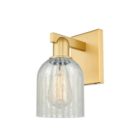 Innovations Caledonia 5in 1-Light Wall Sconce | Industrial Satin Gold Steel and Mouchette Glass | Entryway & Hallway Accent | 5 x | Model 716-1W-SG-G2511