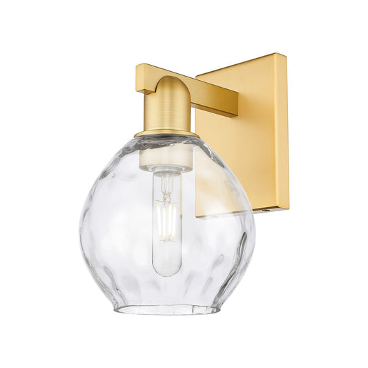 Innovations Waverly 6in 1-Light Wall Sconce | Industrial Satin Gold Steel and Clear Glass | Bedroom & Hallway Accent | 6 x 10.25 in | Model 716-1W-SG-G362