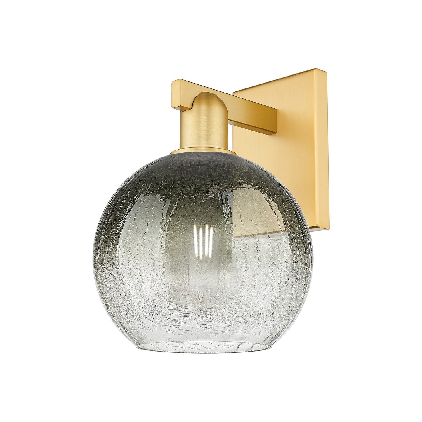 Innovations Brookhaven Globe 7.88in 1-Light Wall Sconce | Industrial Satin Gold Steel and Slate Glass | Bathroom & Hallway | Model 716-1W-SG-G483-8SL