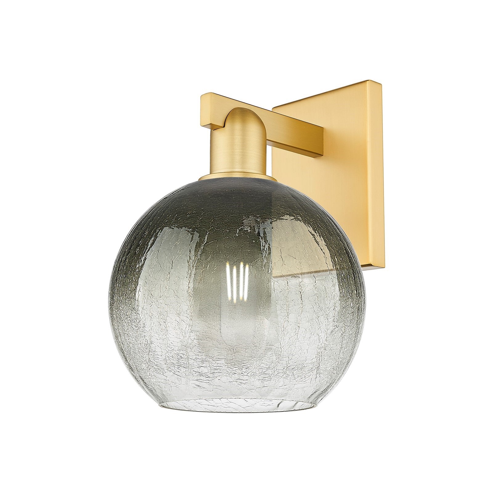 Innovations Brookhaven Globe 7.88in 1-Light Wall Sconce | Industrial Satin Gold Steel and Slate Glass | Bathroom & Hallway | Model 716-1W-SG-G483-8SL