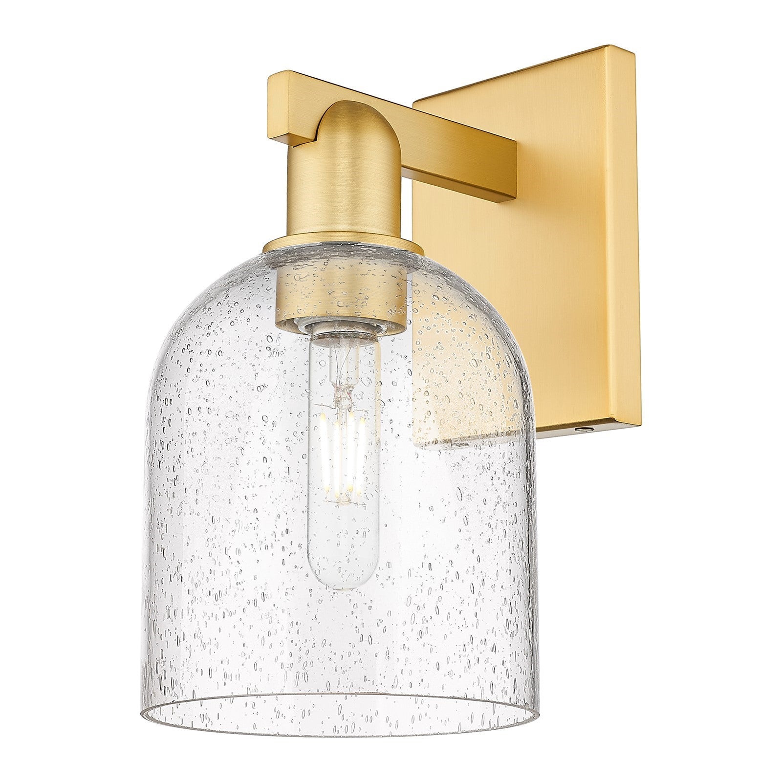 Innovations Bella 6in 1-Light Wall Sconce | Industrial Satin Gold Steel and Seedy Glass | Hallway & Bathroom Accent | 5.5 x | Model 716-1W-SG-G558-6SDY