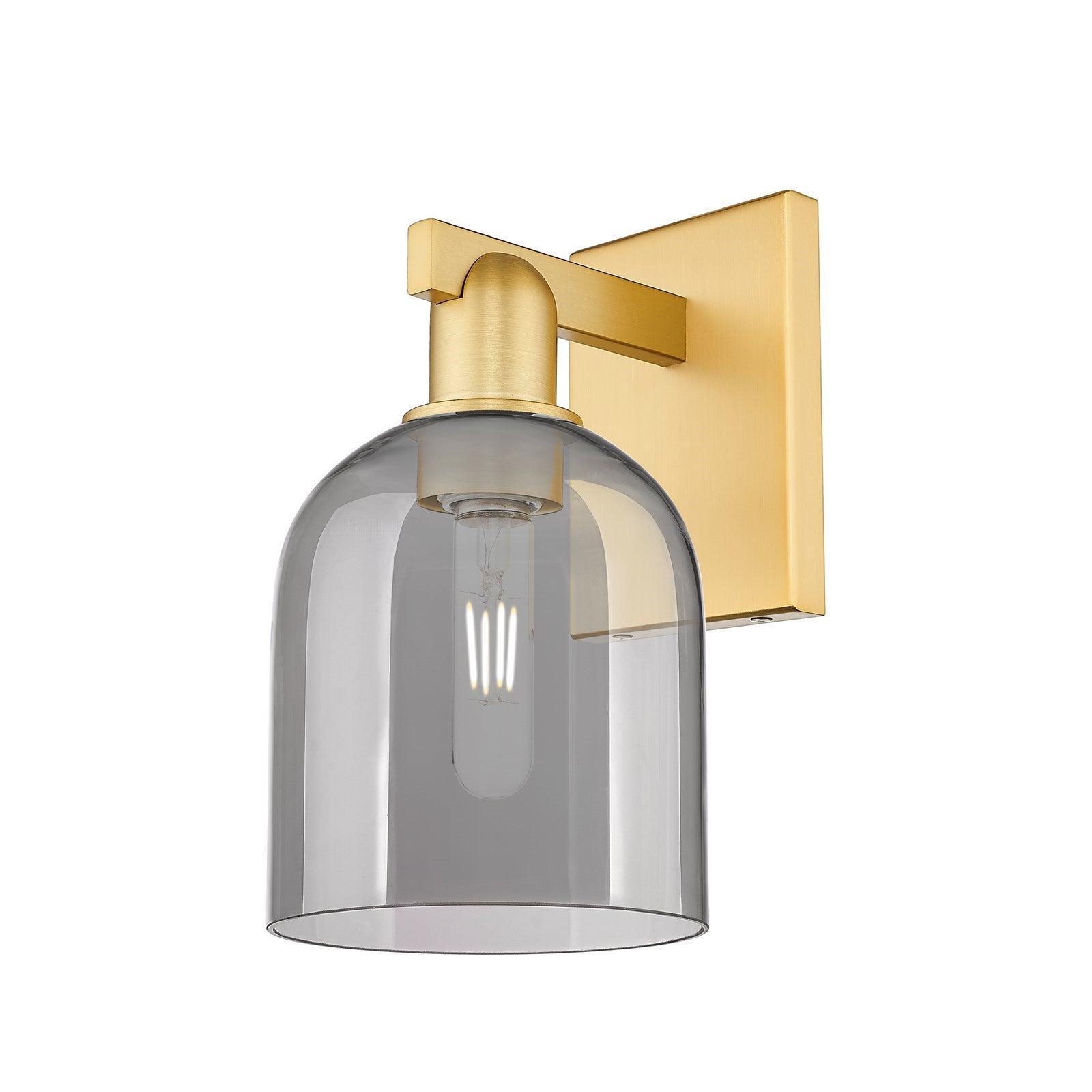 Innovations Bella 6in 1-Light Wall Sconce | Satin Gold Steel and Cast Brass with Light Smoke Glass | Entryway & Hallway Accent | Model 716-1W-SG-G558-6SM