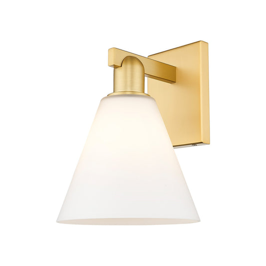 Innovations Berkshire Glass 8in 1-Light Wall Sconce | Industrial Satin Gold Steel and Matte White Glass | Entryway & Hallway | Model 716-1W-SG-GBC-81