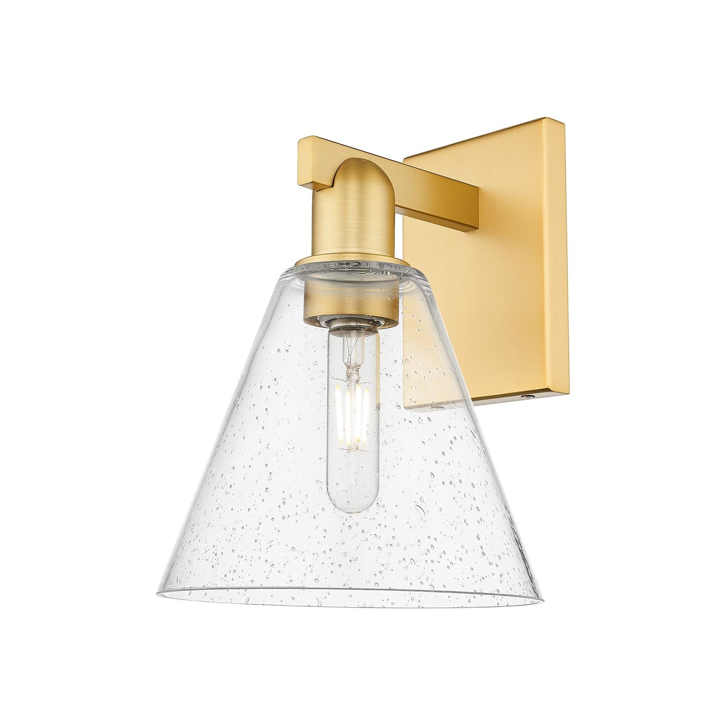 Innovations Berkshire Glass 8in 1-Light Wall Sconce | Industrial Satin Gold Steel and Seedy Glass | Entryway & Hallway Accent | 8 | Model 716-1W-SG-GBC-84
