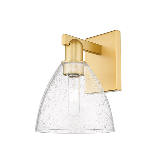 Innovations Bristol 7.5in 1-Light Wall Sconce | Industrial Satin Gold Steel and Seedy Glass | Hallway & Bathroom Accent | 7.5 x | Model 716-1W-SG-GBD-754
