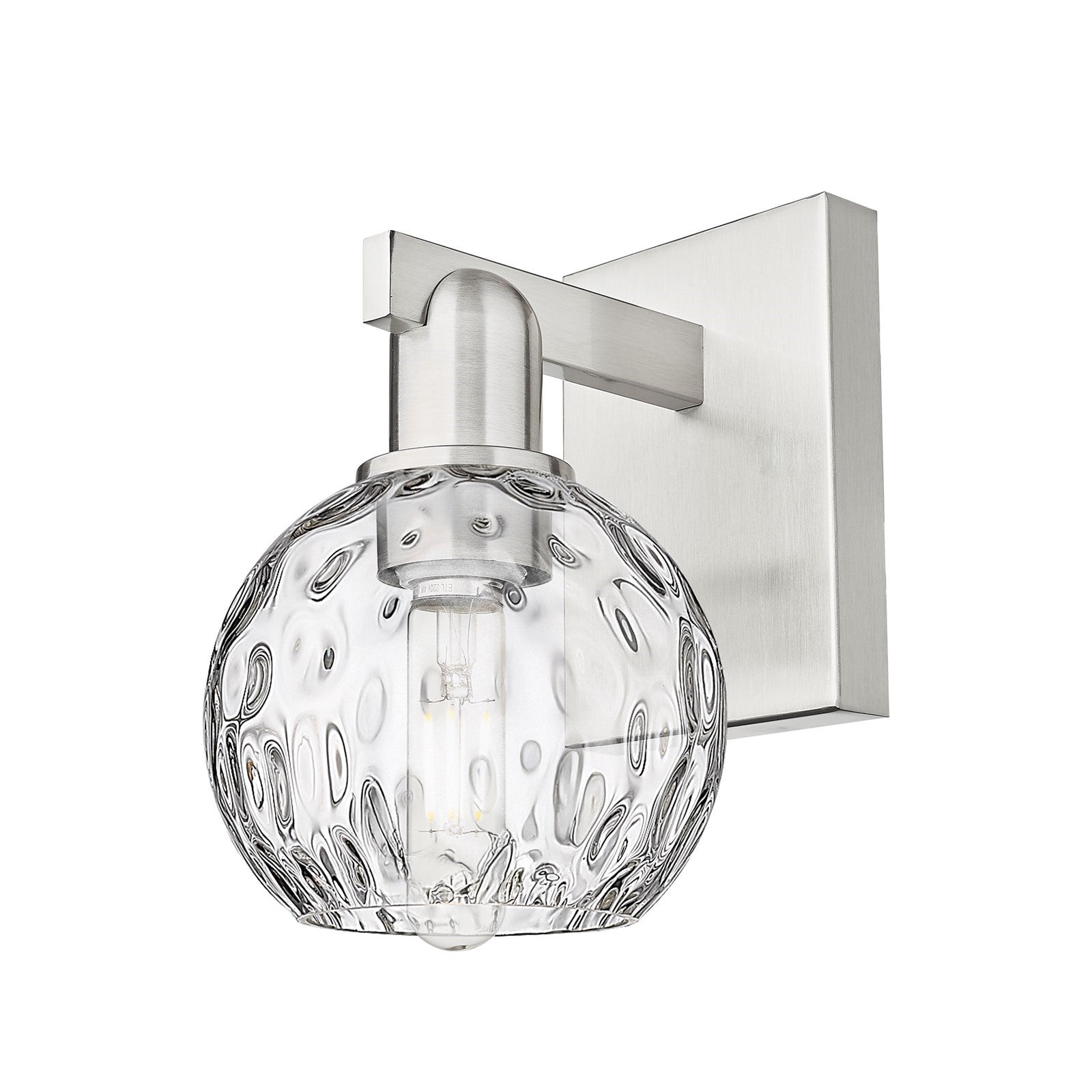 Innovations Athens Water Glass 6in 1-Light Wall Sconce | Industrial Brushed Satin Nickel and Clear Glass | Bathroom & Hallway | Model 716-1W-SN-G1215-6
