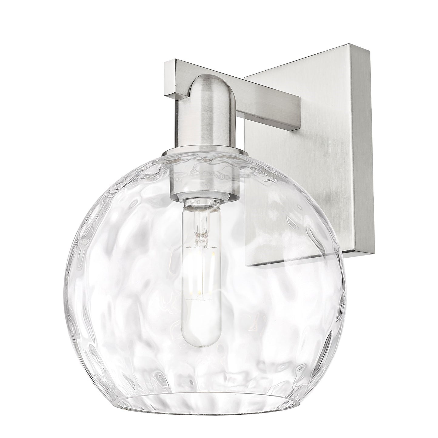 Innovations Athens Water Glass 8in 1-Light Wall Sconce | Industrial Brushed Satin Nickel Steel and Clear Glass | Hallway & | Model 716-1W-SN-G1215-8